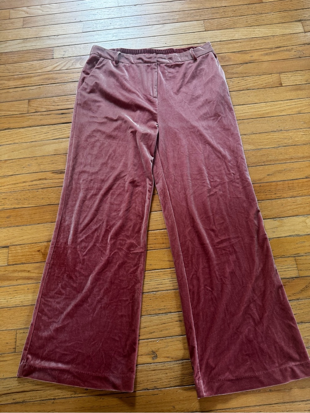 Skies Are Blue Velvet Wide-Leg Pantsuit Pants - Mauve